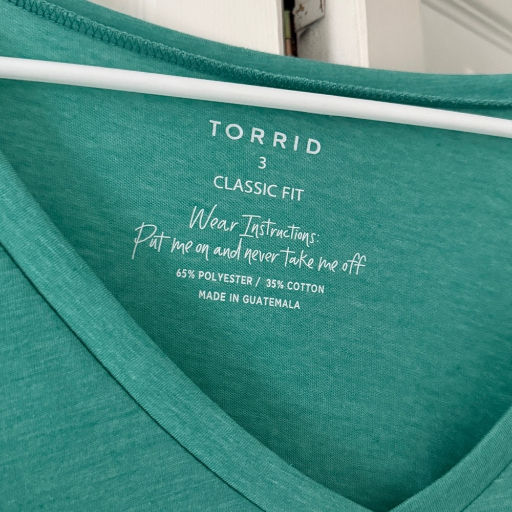 NTW- Torrid Teal V-Neck Long Sleeve Tee size 3 - Picture 4 of 5